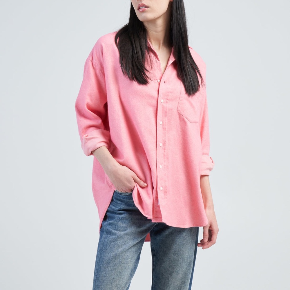 Frank & Eileen Shirley Oversized Button-up Shirt in Pink Size Small
